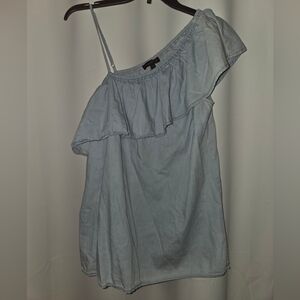 Lane Bryant Sky Blue Ruffle One-Shoulder Top